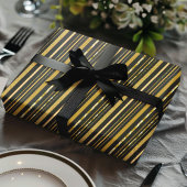 Elegante Schwarze und goldene Streifen Geschenkpapier