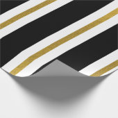 Elegante schwarze und goldene Streifen Geschenkpapier (Ecke)