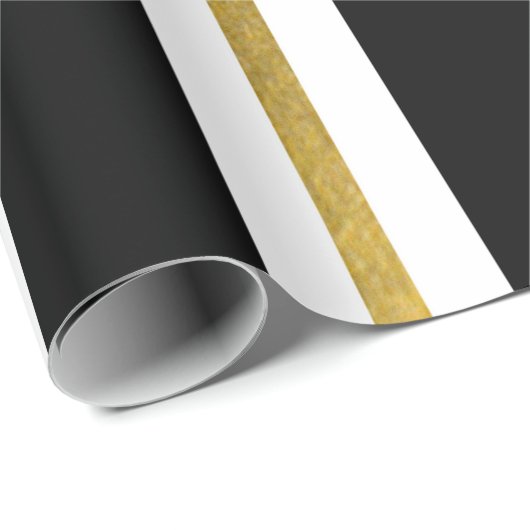 Elegante schwarze und goldene Streifen Geschenkpapier (Rolleneckpunkt)