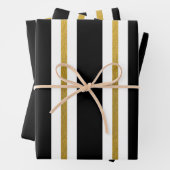Elegante schwarze und goldene Streifen Geschenkpapier Set (Beispiel)