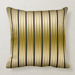 Elegante schwarze und goldene Streifen Kissen