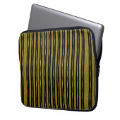 Elegante schwarze und goldene Streifen Laptopschutzhülle (Vorderseite Links)