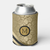 Elegante schwarze und goldene Töne florale Damasku Dosenkühler (Kanne Vorderseite)