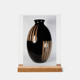 Elegante schwarze und goldene Vase – zeitgenössisc Acrylschild