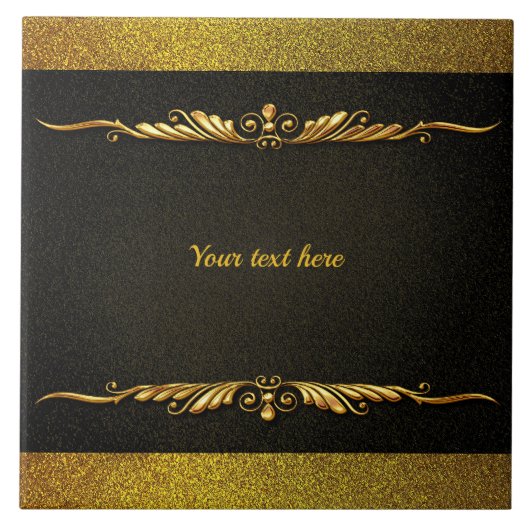Elegante schwarze und goldene Vorlage, anpassen, Fliese (Vorderseite)