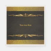 Elegante schwarze und goldene Vorlage, anpassen, Serviette (Vorderseite)
