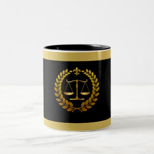 Elegante schwarze und goldene Waage der Justiz Anw Zweifarbige Tasse