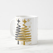 elegante schwarze und goldene Weihnachtsbäume Kaffeetasse (Vorderseite Links)