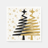 elegante schwarze und goldene Weihnachtsbäume Serviette (Vorderseite)