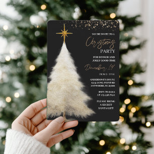 Elegante schwarze und goldene Weihnachtsfeier Einladung