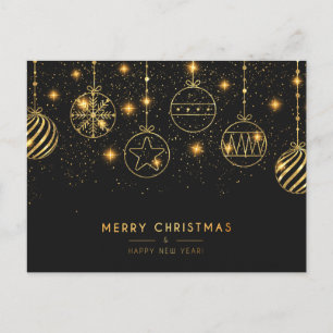 Elegante schwarze und goldene Weihnachtskarte Feiertagspostkarte