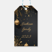Elegante schwarze und goldene Weihnachtsmarken Cus Geschenkanhänger (Rückseite)