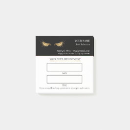 Elegante schwarze und goldene Wimpernbehandlung Post-it Klebezettel