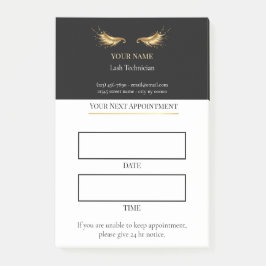Elegante schwarze und goldene Wimpernbehandlung Post-it Klebezettel