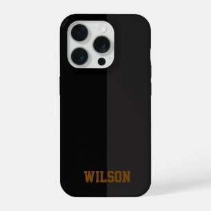 Elegante schwarze und graue Monogramm-Name-Telefon iPhone 15 Pro Hülle
