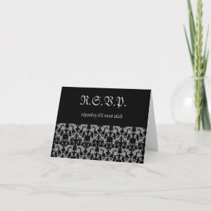 Elegante schwarze und graue RSVP-Karte zum Persona Einladung