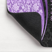 Elegante schwarze und Lila Blütendörfchen Mousepad (Ecke)