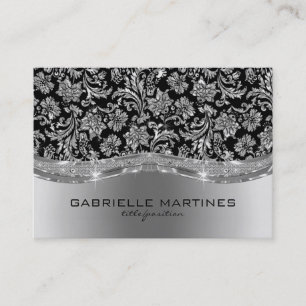 Elegante schwarze und metallisch silberne Vintage- Visitenkarte