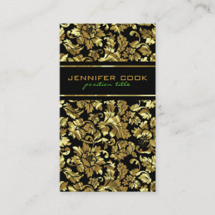 Elegante schwarze und metallische Golddamasken Visitenkarte