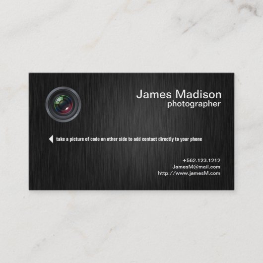 Elegante schwarze und metallische Goldphotographie Visitenkarte (Vorderseite)