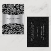 Elegante schwarze und metallische silberfarbene Da Visitenkarte (Vorne/Hinten)