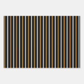 Elegante schwarze und orange Streifen Geschenkpapier Set (Vorderseite 3)