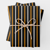 Elegante schwarze und orange Streifen Geschenkpapier Set (Beispiel)