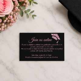 Elegante schwarze und rosa Abschlussfeier Begleitkarte