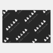 Elegante schwarze und rosa Frohe Weihnachtsbäume Geschenkpapier Set (Vorderseite 2)