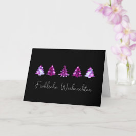 Elegante schwarze und rosa Frohe Weihnachtsbäume K Karte