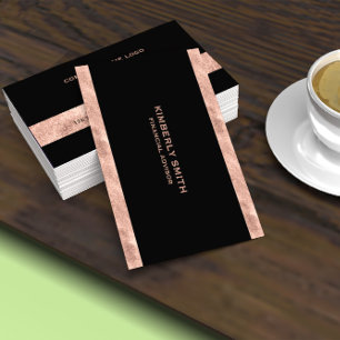 Elegante schwarze und roségoldene Minimalist-Karte Visitenkarte