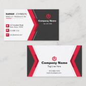 Elegante schwarze und rote Geschäftskarte Visitenkarte (Vorne/Hinten)