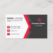 Elegante schwarze und rote Geschäftskarte Visitenkarte (Vorderseite)