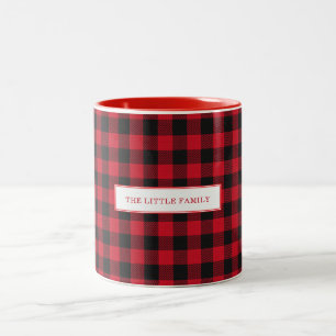 Elegante schwarze und rote karierte Weihnachts-Per Zweifarbige Tasse