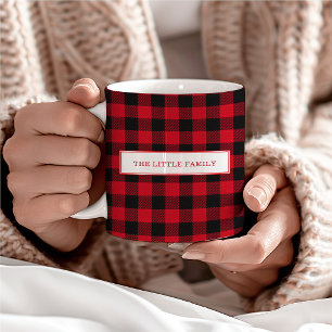 Elegante schwarze und rote karierte Weihnachts-Per Zweifarbige Tasse