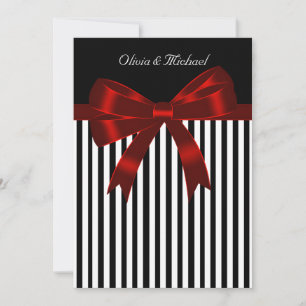 Elegante schwarze und rote Streifen Hochzeit Einladung