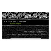Elegante schwarze und silbergraue Damasken Magnetische Visitenkarte (Vorderseite)