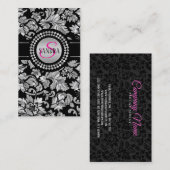 Elegante schwarze und silbergraue Damasken Visitenkarte (Vorne/Hinten)
