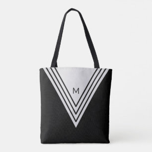 Elegante schwarze und silbergraue geometrische For Tasche
