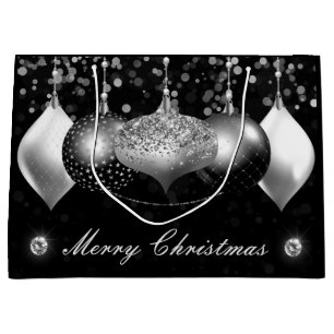 Elegante schwarze und silberne Christbaumkugeln Fr Große Geschenktüte