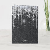 Elegante schwarze und silberne funkelnde Schrift-N Karte (Rückseite)