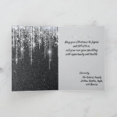 Elegante schwarze und silberne funkelnde Schrift-N Karte (Innenseite)