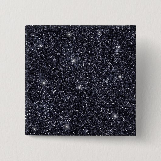 Elegante schwarze und silberne Glitter-Funkel-Hoch Button (Vorderseite)