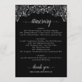 Elegante schwarze und silberne Hochzeitsbegrüßung  Programm (Rückseite)