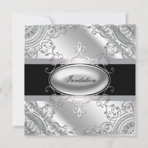 Elegante schwarze und silberne Party-Einladungsvor Einladung