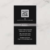 Elegante schwarze und silberne Visitenkarte (Rückseite)