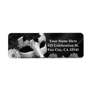 Elegante schwarze und weiße Blumen-Maskenball-Part