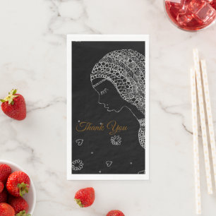 Elegante schwarze und weiße Braut-Silhouette Gast Serviette