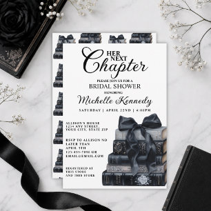 Elegante schwarze und weiße Buch-Themen-Junggesell Einladung