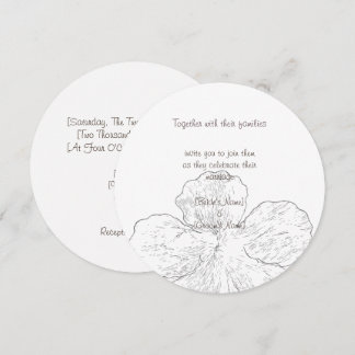 Elegante schwarze und weiße florale Linienkunst ru Einladung